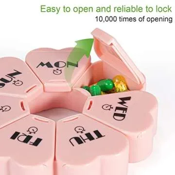 Cute Pink Weekly Pill Organizer for Vitamins & Fish Oils