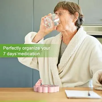 Cute Pink Weekly Pill Organizer for Vitamins & Fish Oils
