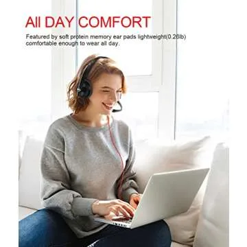 HROEENOI USB Headset, Noise Cancelling Headphones with Microphone, PC Headset Wired for Computer/Mac/Laptop, with USB+3.5mm Jack, in-line Controls for Office Home Business
