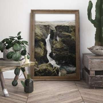 Rustic 18x24 Picture Frame, Reclaimed Barnwood Photo Frame with Tempered Glass, Distressed Family Ga...