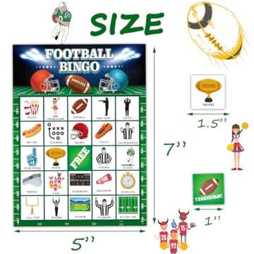 jkhycf Football Party Games Football Bingo Game for Adults Kids Football Party Favors 24 Players Football Bingo Games Activities Football Birthday Party Supplies Favors