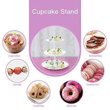 IMILLET Cupcake Stand, Cupcake Holder Dessert Stand White Cake Stand 3 Tiered Tray Stand Plastic Reusable Cupcake Tower for Wedding Birthday Baby Shower Tea Party Decorations (2 Pack Large)