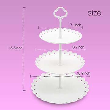 IMILLET Cupcake Stand, Cupcake Holder Dessert Stand White Cake Stand 3 Tiered Tray Stand Plastic Reusable Cupcake Tower for Wedding Birthday Baby Shower Tea Party Decorations (2 Pack Large)