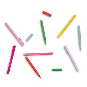 ban.do 8 Count Colored Pens, Fine Tip Pens with Assorted Ink Colors, Write On Felt Tip Pens for Jour...