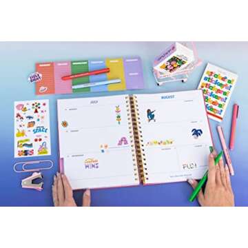 ban.do 8 Count Colored Pens, Fine Tip Pens with Assorted Ink Colors, Write On Felt Tip Pens for Journaling or Note Taking, Assorted