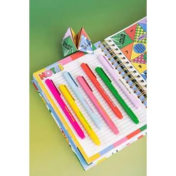 ban.do 8 Count Colored Pens, Fine Tip Pens with Assorted Ink Colors, Write On Felt Tip Pens for Journaling or Note Taking, Assorted