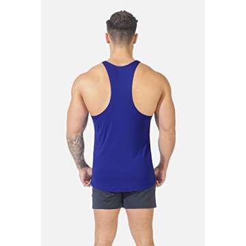 Jed North Bodybuilding Stringer Gym Tank Top Singlet Racerback, X-Large, Blue
