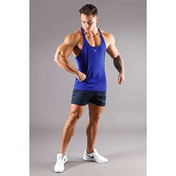Jed North Bodybuilding Stringer Gym Tank Top Singlet Racerback, X-Large, Blue