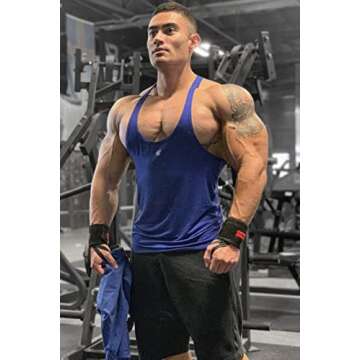 Jed North Bodybuilding Stringer Gym Tank Top Singlet Racerback, X-Large, Blue
