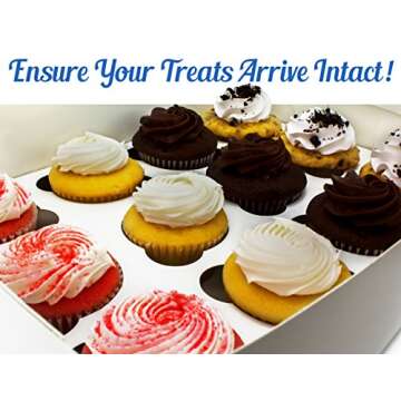 Pro-Quality Bakery Boxes for Cupcakes with Display Window and Cupcake Inserts 12 Pk. Each Recyclable, Bright White Box Displays 1 Dozen Cup Cakes. Ready to Customize for Your Fundraiser, Bake Sale