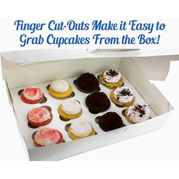 Pro-Quality Bakery Boxes for Cupcakes with Display Window and Cupcake Inserts 12 Pk. Each Recyclable, Bright White Box Displays 1 Dozen Cup Cakes. Ready to Customize for Your Fundraiser, Bake Sale