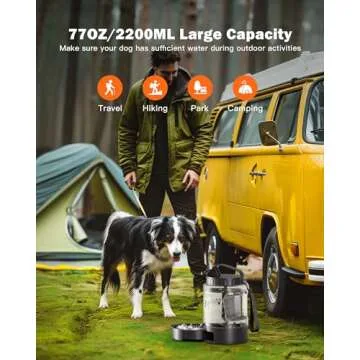 77oz Dog Water Bottle - Large Portable Dispenser for Camping and Hiking