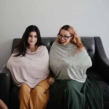 mushie Baby Car Seat Canopy Cover | Breathable & Stretchy Multi Use Cover for Breastfeeding, Nursing, High Chair, Shopping Cart, Strollers (Dried Thyme)