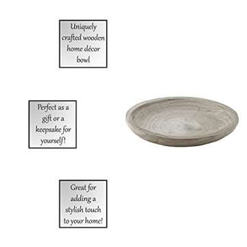 Santa Barbara Design Studio Wood Bowls TableSugar Hand Carved Paulownia Wood Serving Bowl, Large, Grey