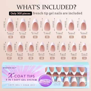 btartboxnails French Tip Gel Nails - 300pcs for DIY Art