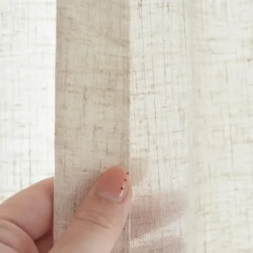 Jinchan Linen Blend Beige 108" Elegant Light Filtering Curtains