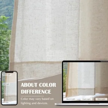 Jinchan Linen Blend Beige 108" Elegant Light Filtering Curtains