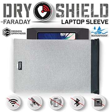 Mission Darkness Dry Shield Faraday Laptop Sleeve // Slim Waterproof Bag for Laptop Computers, RF Sh...