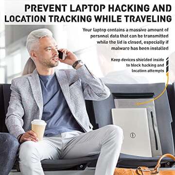 Mission Darkness Dry Shield Faraday Laptop Sleeve // Slim Waterproof Bag for Laptop Computers, RF Shielding Liner, Felt Padding, Magnetic Roll Closure, Signal Blocking, Anti-Hacking, Data Security