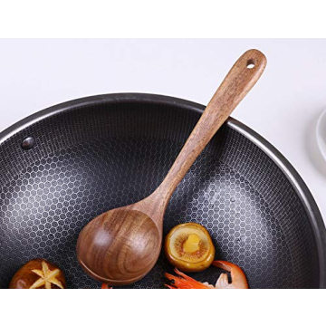 Detomato 6pcs Wooden Healthy Cooking Kitchen Utensil Set Natural Nonstick Hard Wooden Spatulas and Spoons Eco-Friendly Safe Kitchen Cooking Tools BPA Free Non Toxic