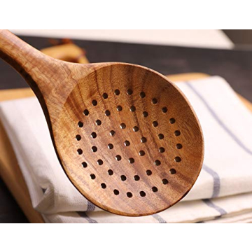 Detomato 6pcs Wooden Healthy Cooking Kitchen Utensil Set Natural Nonstick Hard Wooden Spatulas and Spoons Eco-Friendly Safe Kitchen Cooking Tools BPA Free Non Toxic