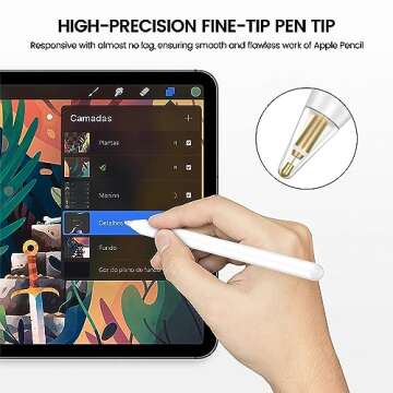 Pencil Tips for Apple Pencil Replacement Tips Digital Pens iPencil Nib Fine Point Precise Control Pen Nibs Compatible with Apple Pencil 1st/2nd Generation