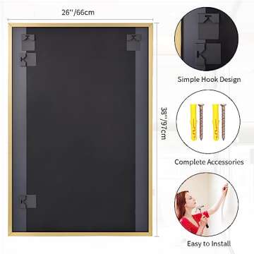 Koonmi Gold Bathroom Mirror - Elegant 26x38 Inch Design