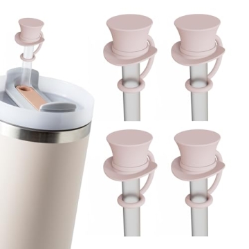 4Pcs Cream Magician Hat Straw Cover Cap for Stanley Cup 40oz/30oz Tumbler, 10mm Reusable Cute Drinki...