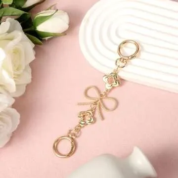 Bag Extender Chains, Purse Strap Extenders Bow Pattern Handbag Extender Chain Replacement Metal Chain Purse Strap Accessories for Handbags Purses (Small Bow)