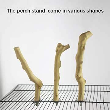 Hamiledyi Wood Bird Perch Stand Parrot Stand Branch Natural Wood Stick Paw Grinding Cage Accessories for Small Birds Parrots Parakeets Cockatiels Conures Lovebirds(2 Pcs)