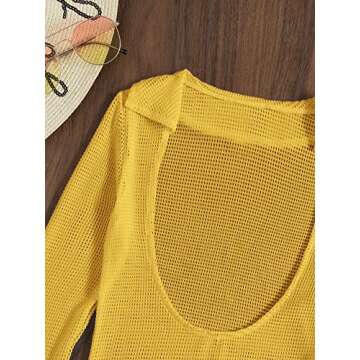 MakeMeChic Crochet Cover Up Dress - Long Sleeve Beachwear