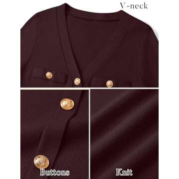 MIROL Women's V-Neck Bodycon Sweater Dress 2024 Fall Long Sleeve Button Down Knit Maxi Dress Elegant Long Dresses Wine