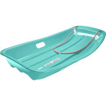 Retrospec Retrorider Plastic Snow Sled – Toboggan Style with Pull Rope, Cold-Resistant Coating, and Hard Bottom for Smooth Downhill Rides – Available in 35" and 48" Sizes for Kids and Adults