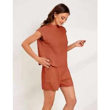 Fiona Jolin Women's Sleeveless Knit Sweater Vest Vintage Cap Sleeve Casual Mock Neck Tank Top with Front Pocket (Rust, S)