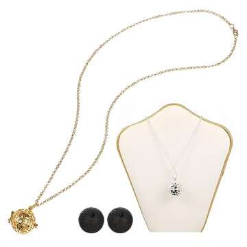 MILISTEN 2pcs Essential Oil Diffuser Necklace Pendant Ball Locket Perfume Scent Diffusers Neck Chain for Women Mothers Day Jewelry
