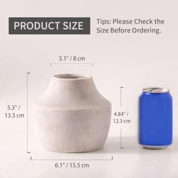 Mitt&Ditt 5.3" White Rustic Flower Vase for Home