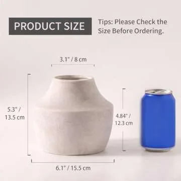 Mitt&Ditt 5.3" White Rustic Flower Vase for Home