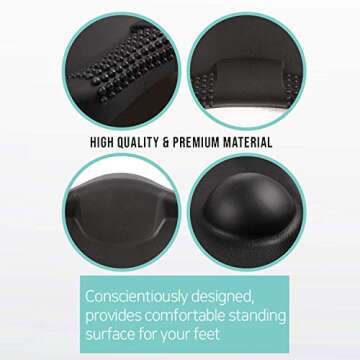 Premium Black Anti-Fatigue Comfort Mat for Standing Workstation Office Desk Kitchen Active Standing Desk Mats Walking Pad Balance Cushion Floor Boards with Orange Acupressure Massage Ball