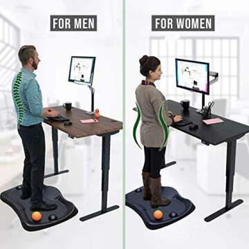 Premium Black Anti-Fatigue Comfort Mat for Standing Workstation Office Desk Kitchen Active Standing Desk Mats Walking Pad Balance Cushion Floor Boards with Orange Acupressure Massage Ball