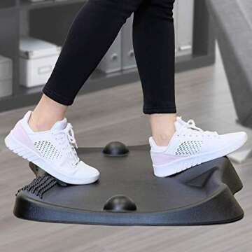 Premium Black Anti-Fatigue Comfort Mat for Standing Workstation Office Desk Kitchen Active Standing Desk Mats Walking Pad Balance Cushion Floor Boards with Orange Acupressure Massage Ball