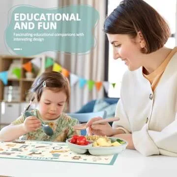 60 Pack Disposable Placemats for Baby & Toddle, Sticky Kids Placemat for Picnic Table, Party, Travel, 12" x 18" Restaurant Table Mats, Animal Alphabet Theme