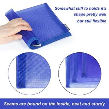 HRX Package Nylon Mesh Cosmetic Bags with Zipper, 6pcs Royal Blue Makeup Pouches Organizer Case for ...