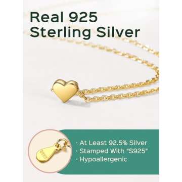 ChicSilver 18K Gold Plated Tiny Heart Pendant Necklace