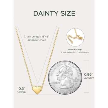 ChicSilver 18K Gold Plated Tiny Heart Pendant Necklace