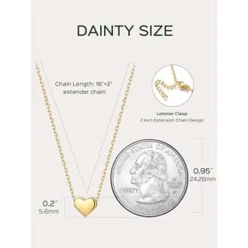 ChicSilver 18K Gold Plated Tiny Heart Pendant Necklace
