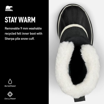 SOREL Women's Waterproof Caribou Boot in Black and Stone
