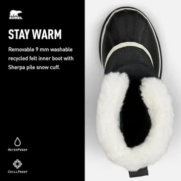 SOREL Women's Waterproof Caribou Boot in Black and Stone