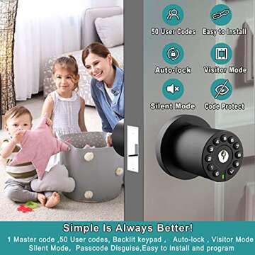 BOTHSTAR Keypad Door Knob with Key - Keyless Entry Lock for Home, Office, Hotel