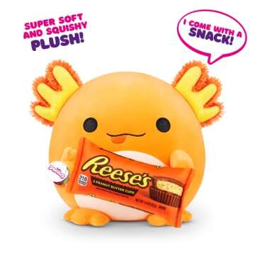 ZURU Snackles (Reese's Pieces Axolotl Super Sized 14 inch Plush by ZURU, Ultra Soft Plush, Collectible Plush with Real Licensed Brands, Stuffed Animal