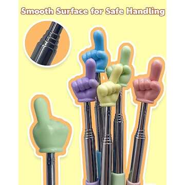 Retractable Teacher Pointer for Classroom Kids Reading, Dumero Extendable Finger Pointer Stick for School, Collapsible Finger Pointing Stick, Long Telescoping Hand Pointer, -3 Pack: Blue, Pink, Purple